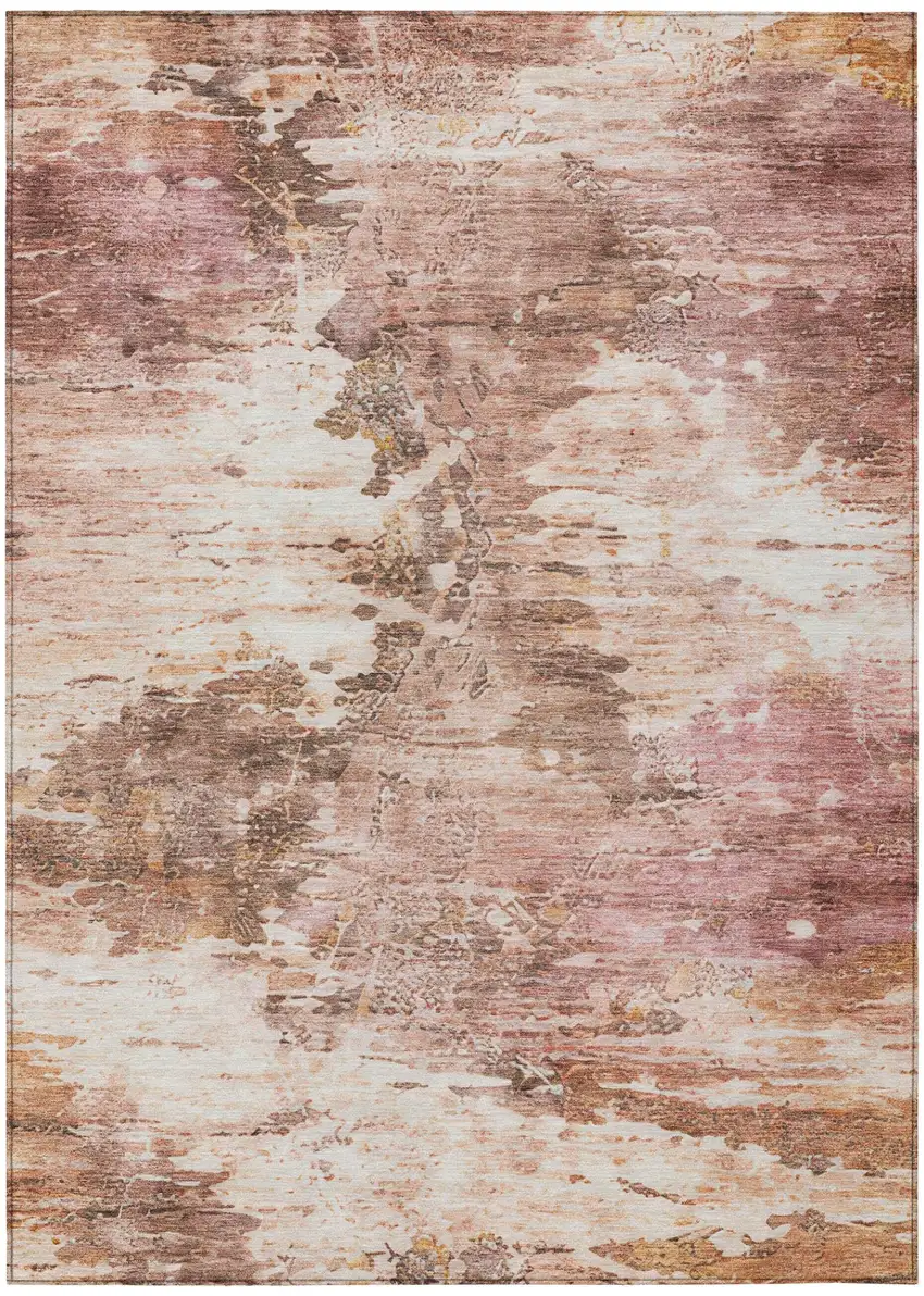 Blush And Pink Abstract Washable Indoor Outdoor Area Rug Photo 3