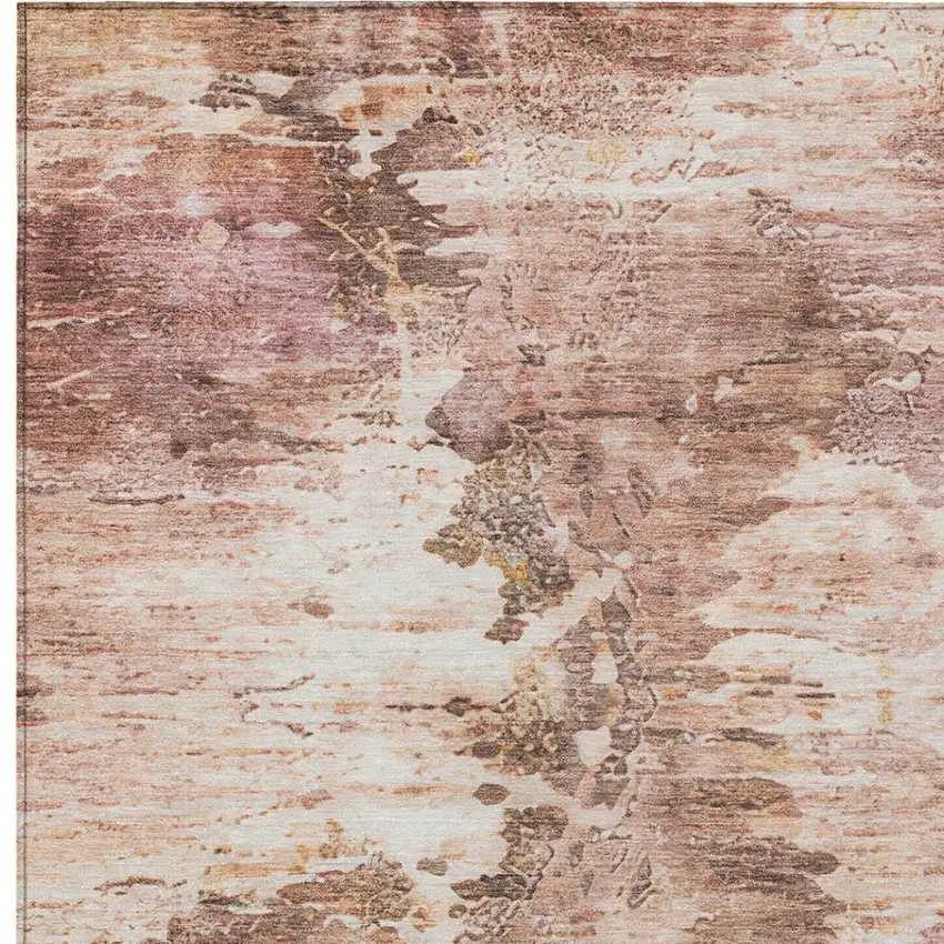 Blush And Pink Abstract Washable Indoor Outdoor Area Rug Photo 4