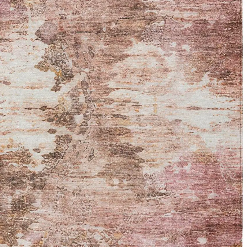Blush And Pink Abstract Washable Indoor Outdoor Area Rug Photo 5