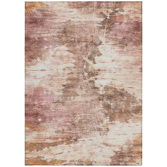 Blush And Pink Abstract Washable Indoor Outdoor Area Rug Photo 2