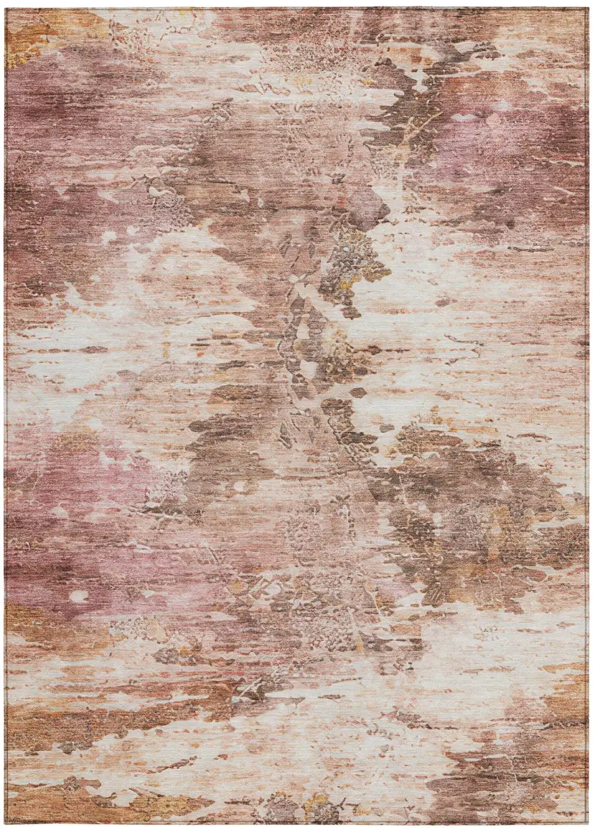 Blush And Pink Abstract Washable Indoor Outdoor Area Rug Photo 2