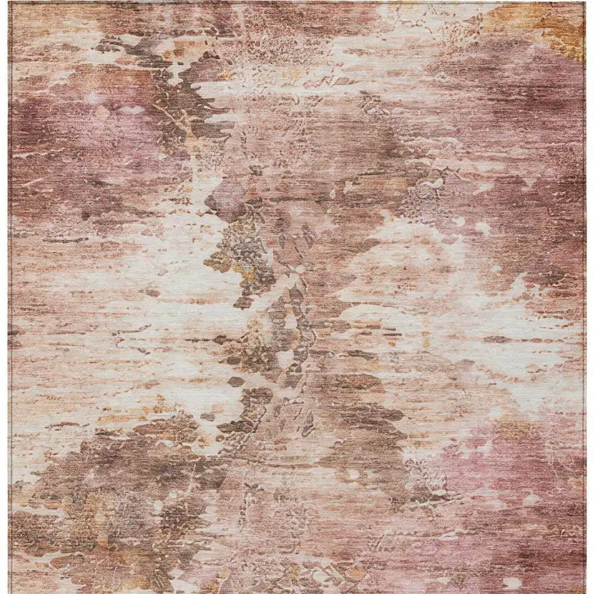 Blush And Pink Abstract Washable Indoor Outdoor Area Rug Photo 2