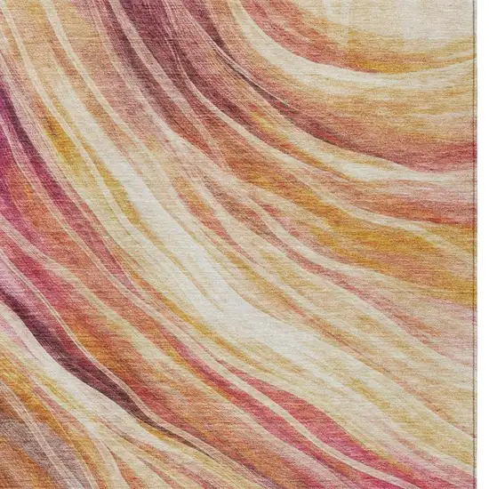 Blush And Pink Abstract Washable Indoor Outdoor Area Rug Photo 6