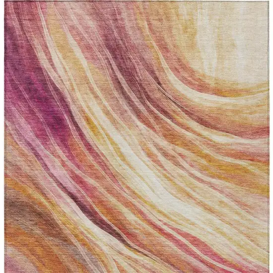 Blush And Pink Abstract Washable Indoor Outdoor Area Rug Photo 2