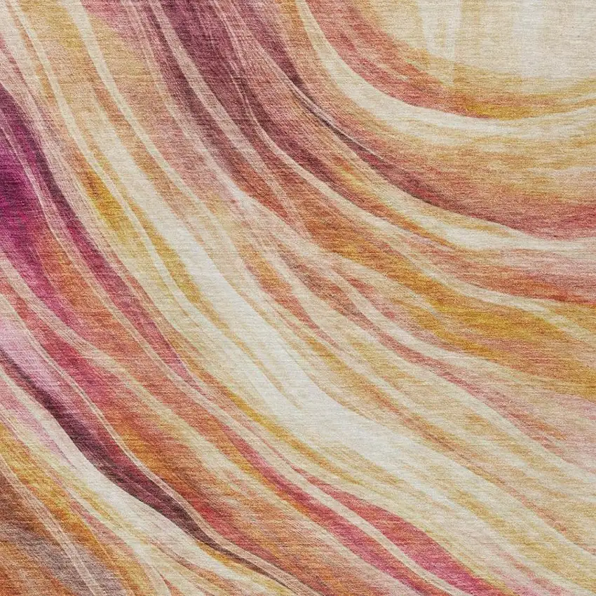 Blush And Pink Abstract Washable Indoor Outdoor Area Rug Photo 1