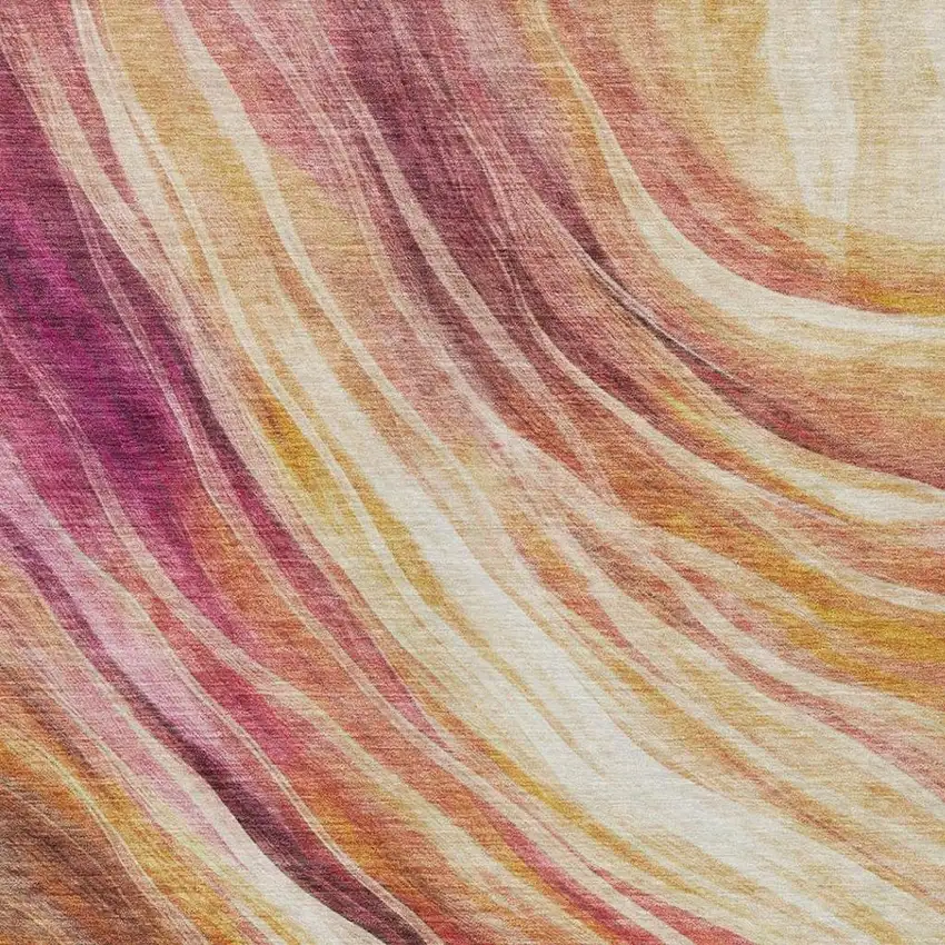 Blush And Pink Abstract Washable Indoor Outdoor Area Rug Photo 1