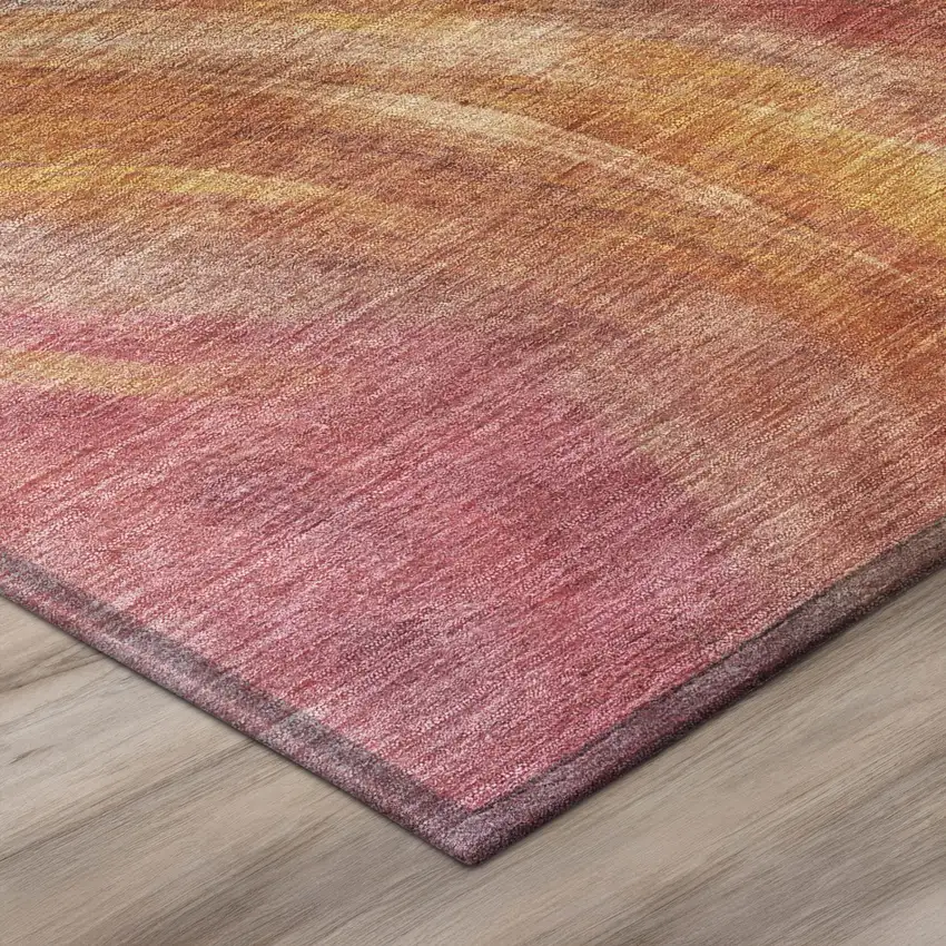 Blush And Pink Abstract Washable Indoor Outdoor Area Rug Photo 4