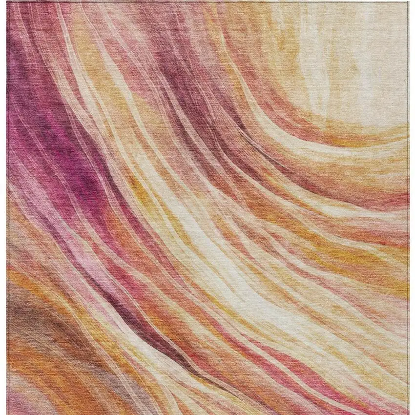 Blush And Pink Abstract Washable Indoor Outdoor Area Rug Photo 7