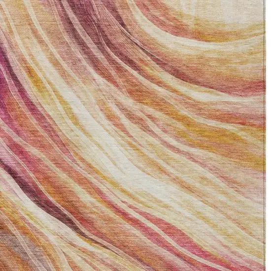 Blush And Pink Abstract Washable Indoor Outdoor Area Rug Photo 8