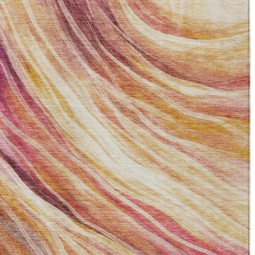 Blush And Pink Abstract Washable Indoor Outdoor Area Rug Photo 8