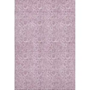 Photo of Blush And Pink Floral Washable Area Rug With UV Protection