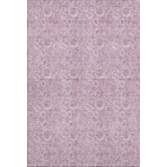 Blush And Pink Floral Washable Area Rug With UV Protection Photo 1