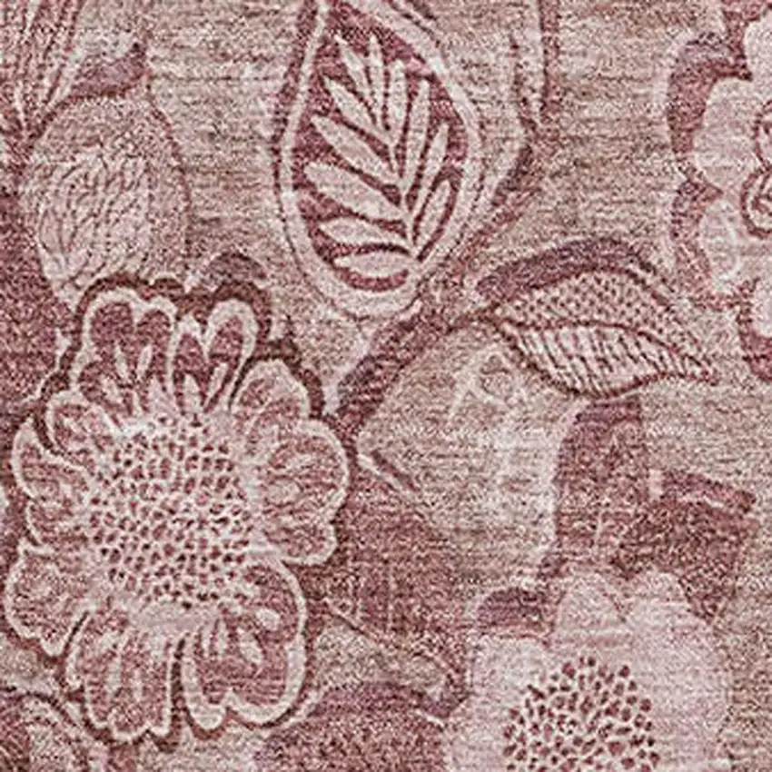 Blush And Pink Floral Washable Area Rug With UV Protection Photo 3