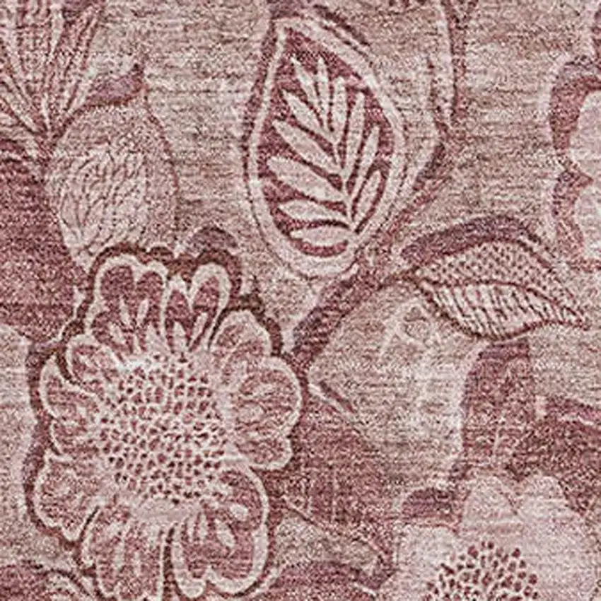Blush And Pink Floral Washable Area Rug With UV Protection Photo 3