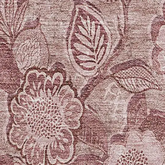 Blush And Pink Floral Washable Area Rug With UV Protection Photo 3