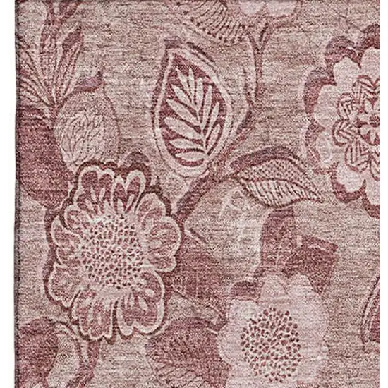 Blush And Pink Floral Washable Area Rug With UV Protection Photo 4