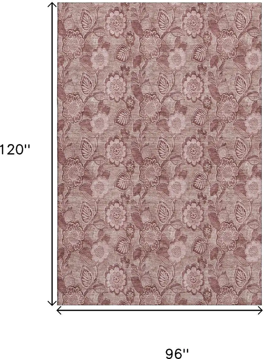 Blush And Pink Floral Washable Area Rug With UV Protection Photo 9