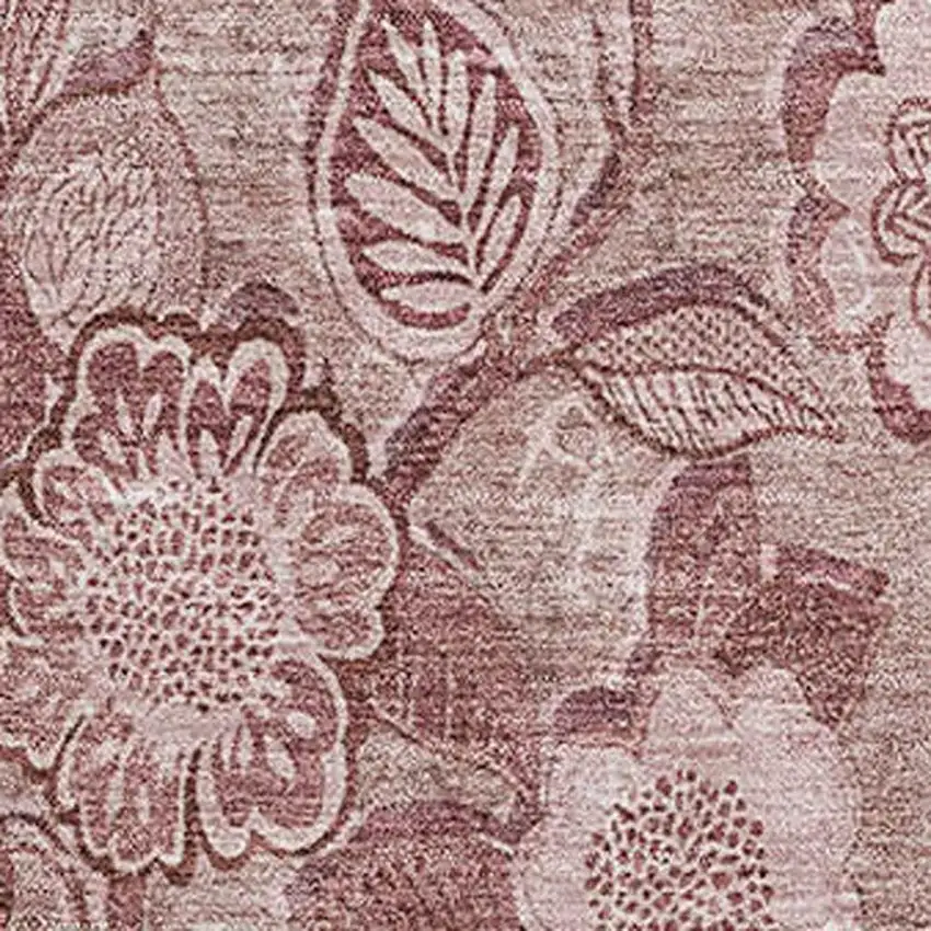 Blush And Pink Floral Washable Area Rug With UV Protection Photo 3
