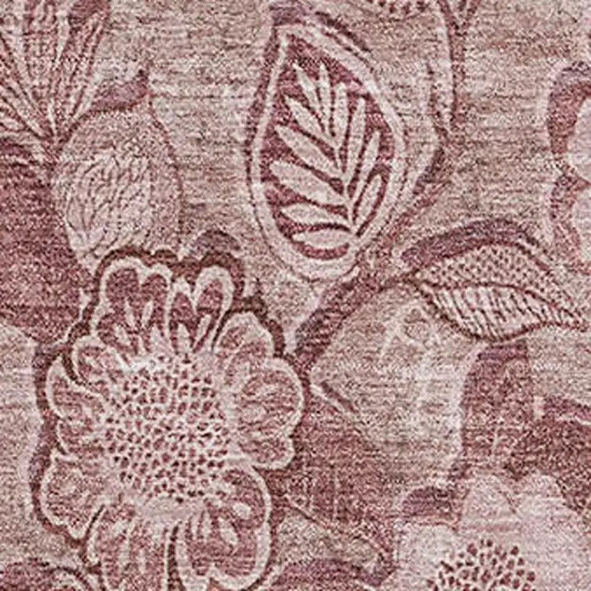 Blush And Pink Floral Washable Area Rug With UV Protection Photo 3