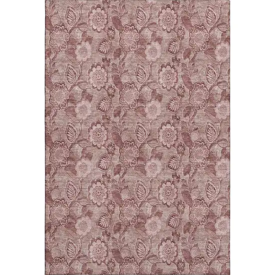 Blush And Pink Floral Washable Area Rug With UV Protection Photo 1
