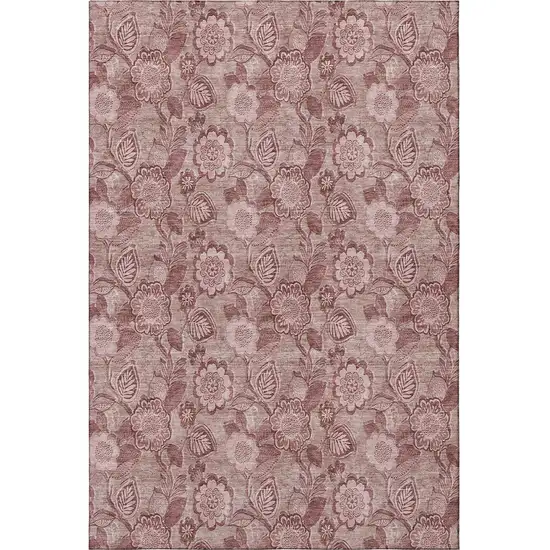 Blush And Pink Floral Washable Area Rug With UV Protection Photo 4