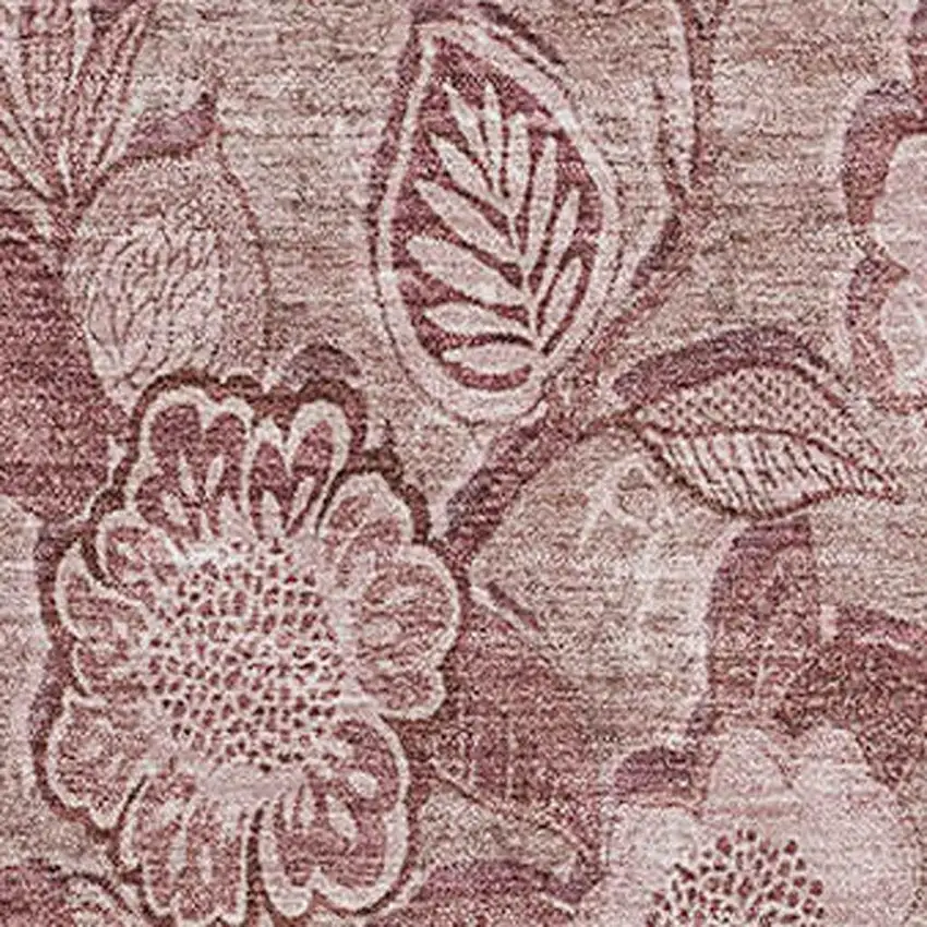 Blush And Pink Floral Washable Area Rug With UV Protection Photo 3