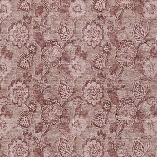 Blush And Pink Floral Washable Indoor Outdoor Area Rug Photo 3