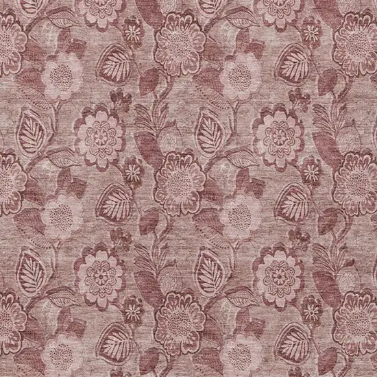 Blush And Pink Floral Washable Indoor Outdoor Area Rug Photo 4
