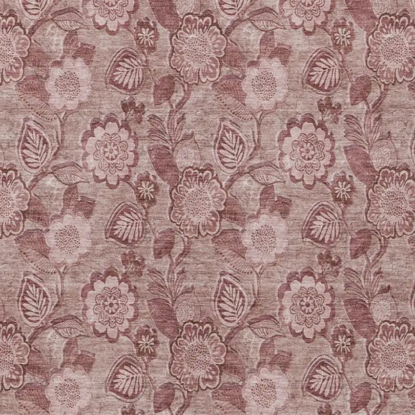 Blush And Pink Floral Washable Indoor Outdoor Area Rug Photo 4