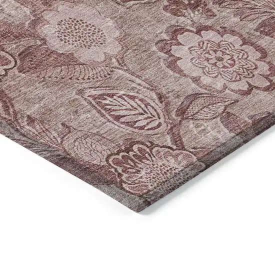 Blush And Pink Floral Washable Indoor Outdoor Area Rug Photo 9