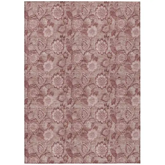 Blush And Pink Floral Washable Indoor Outdoor Area Rug Photo 1