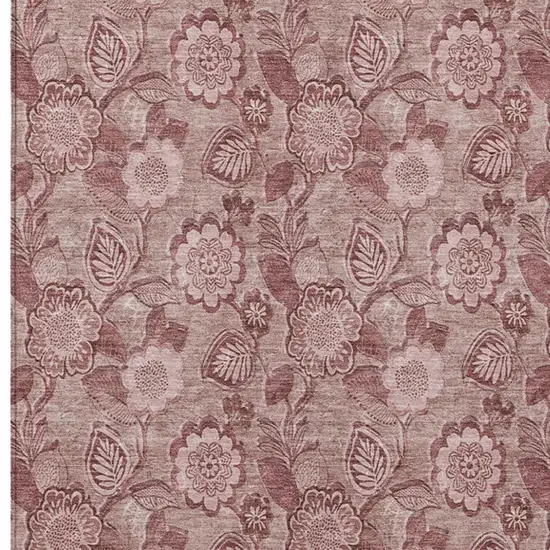 Blush And Pink Floral Washable Indoor Outdoor Area Rug Photo 3
