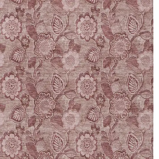 Blush And Pink Floral Washable Indoor Outdoor Area Rug Photo 6