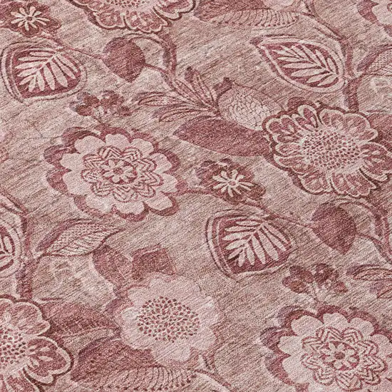 Blush And Pink Floral Washable Indoor Outdoor Area Rug Photo 9
