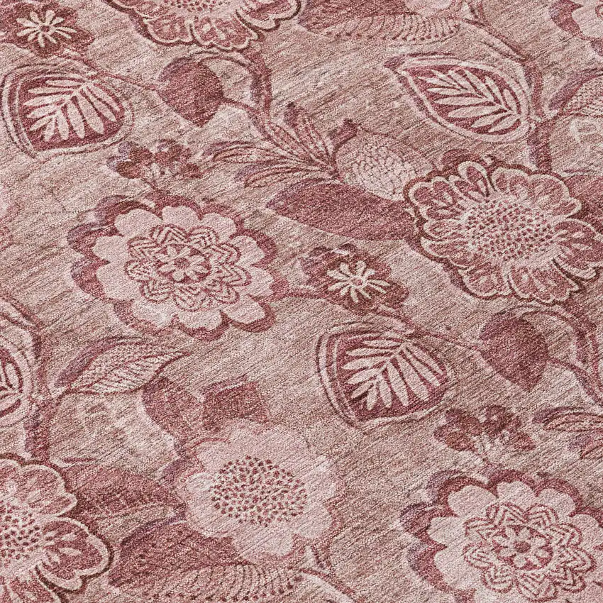 Blush And Pink Floral Washable Indoor Outdoor Area Rug Photo 9