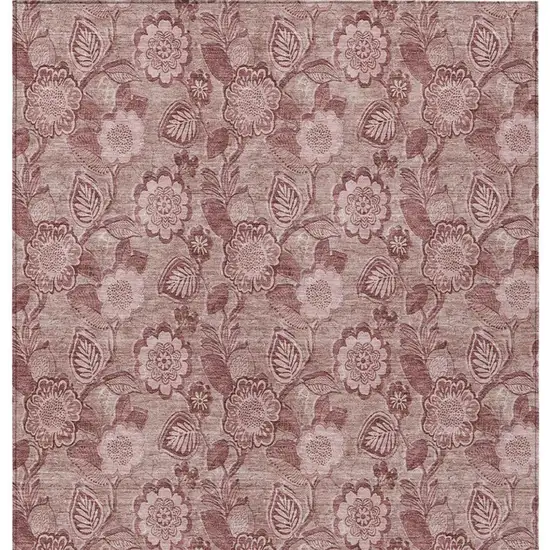 Blush And Pink Floral Washable Indoor Outdoor Area Rug Photo 3