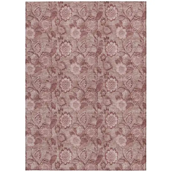 Blush And Pink Floral Washable Indoor Outdoor Area Rug Photo 3