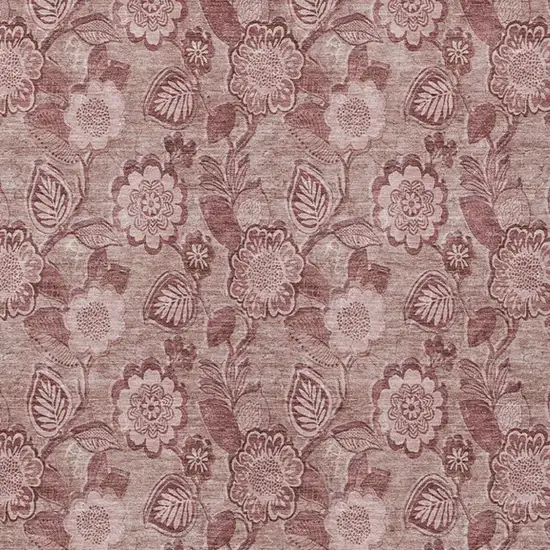 Blush And Pink Floral Washable Indoor Outdoor Area Rug Photo 4
