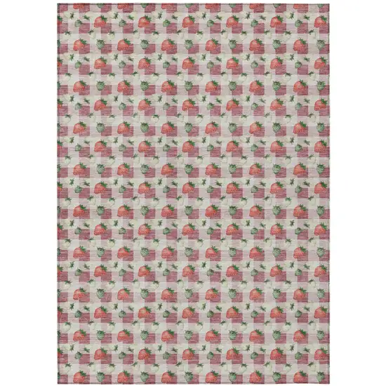 Blush And Pink Floral Washable Indoor Outdoor Area Rug Photo 2
