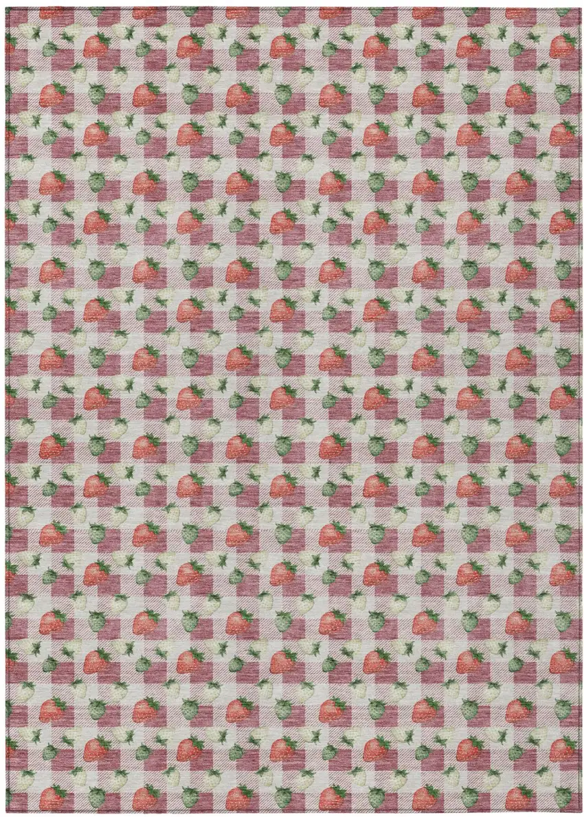Blush And Pink Floral Washable Indoor Outdoor Area Rug Photo 2