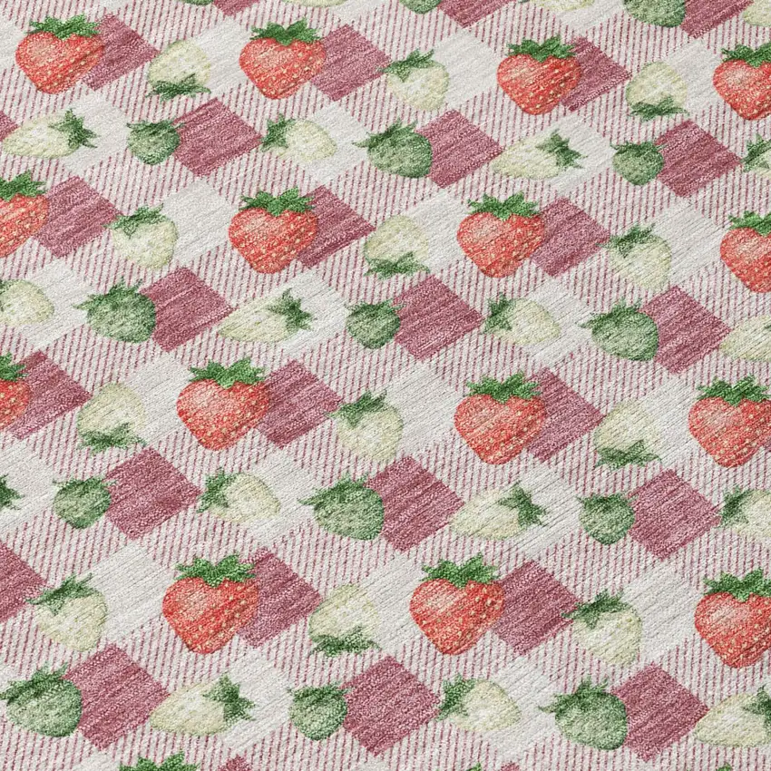 Blush And Pink Floral Washable Indoor Outdoor Area Rug Photo 4