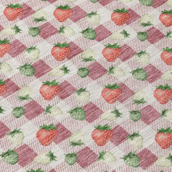 Blush And Pink Floral Washable Indoor Outdoor Area Rug Photo 4