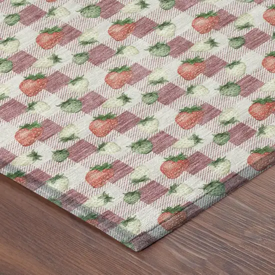 Blush And Pink Floral Washable Indoor Outdoor Area Rug Photo 3