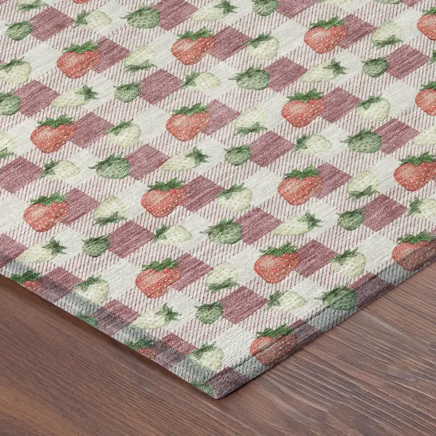 Blush And Pink Floral Washable Indoor Outdoor Area Rug Photo 3