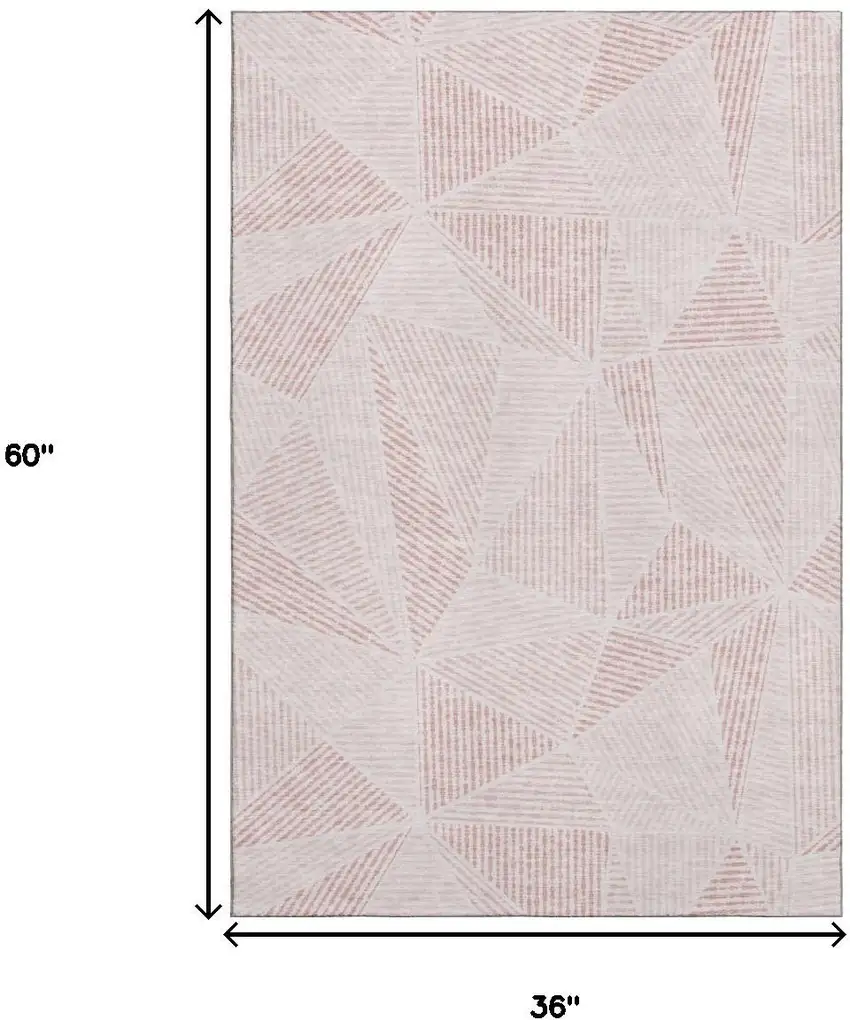 Blush And Pink Geometric Washable Area Rug With UV Protection Photo 3