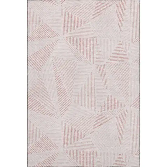 Blush And Pink Geometric Washable Area Rug With UV Protection Photo 1
