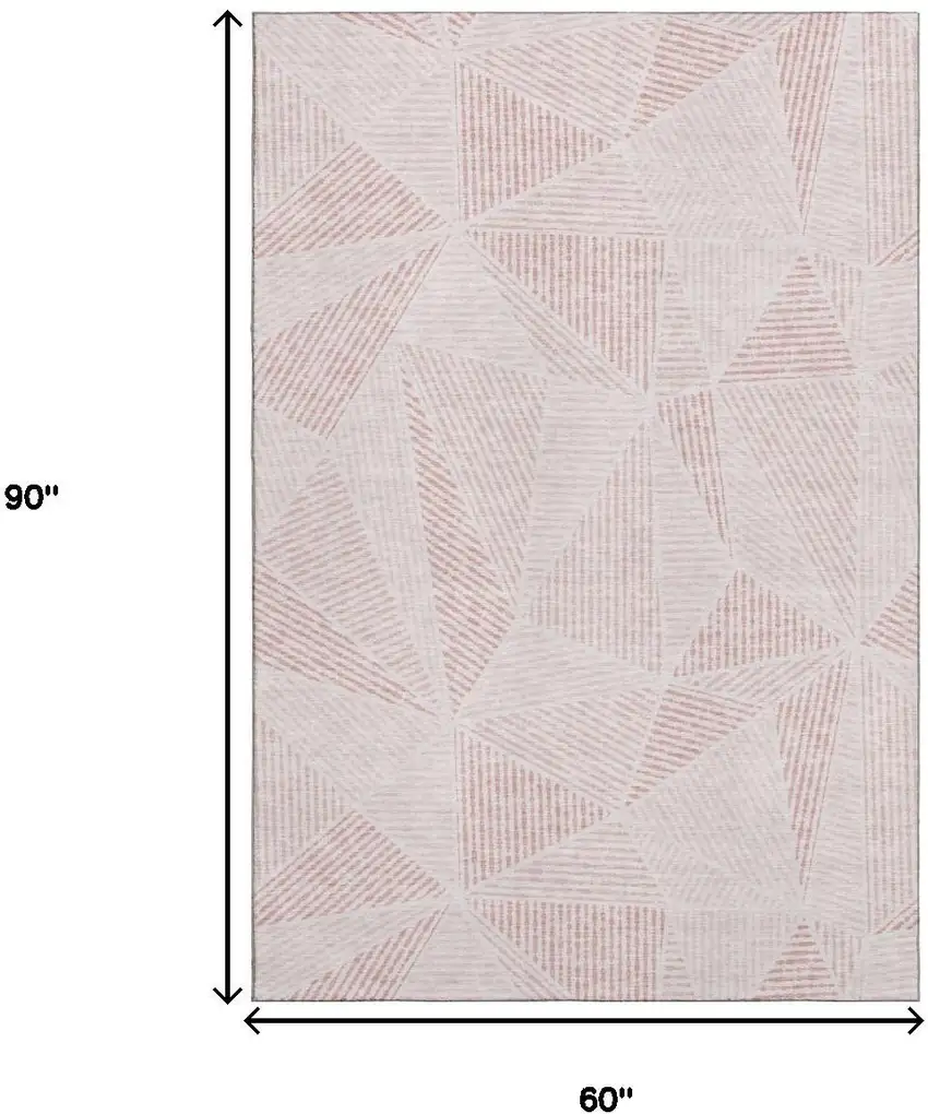 Blush And Pink Geometric Washable Area Rug With UV Protection Photo 3