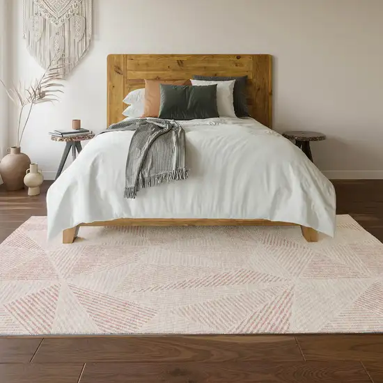 Blush And Pink Geometric Washable Area Rug With UV Protection Photo 8