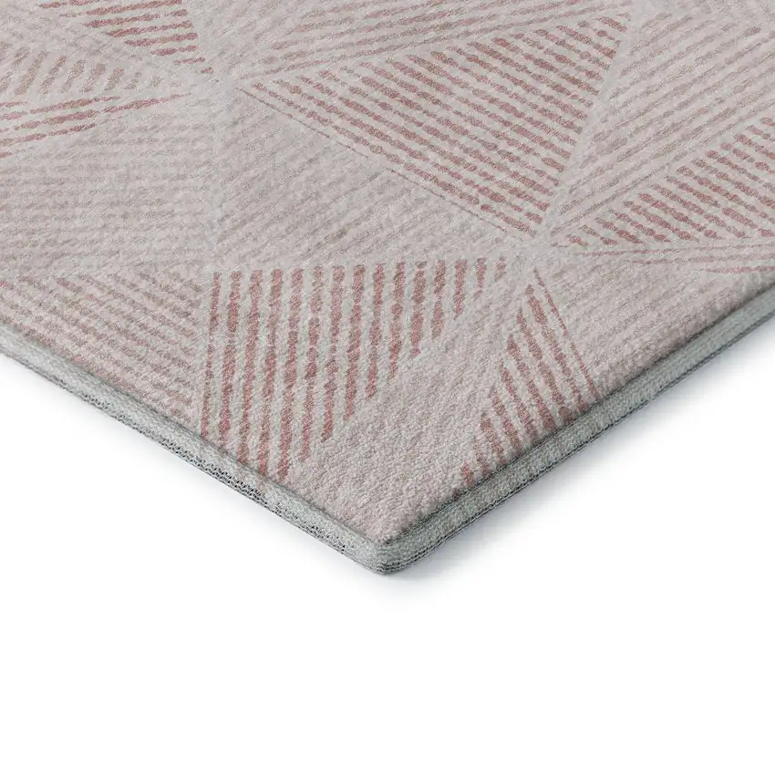 Blush And Pink Geometric Washable Area Rug With UV Protection Photo 9