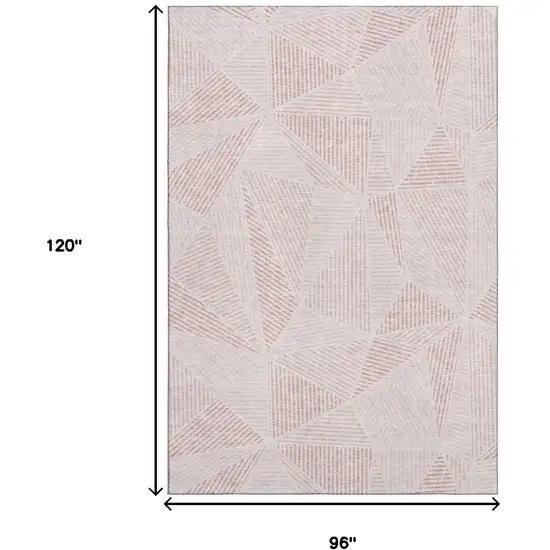 Blush And Pink Geometric Washable Area Rug With UV Protection Photo 3